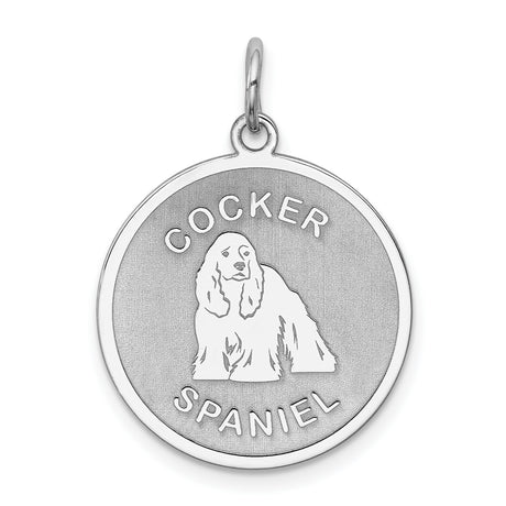 Cocker Spaniel Disc Charm Pendant in Real 925 Sterling Silver