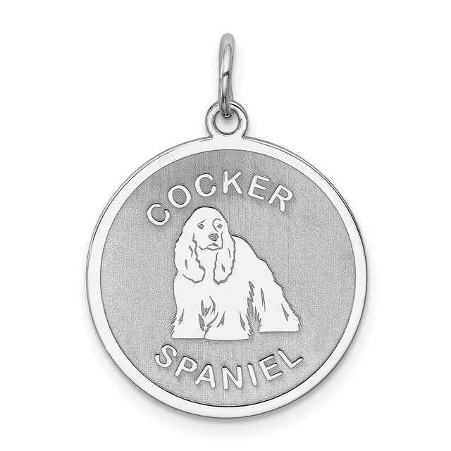 Cocker Spaniel Disc Charm Pendant in Real 925 Sterling Silver