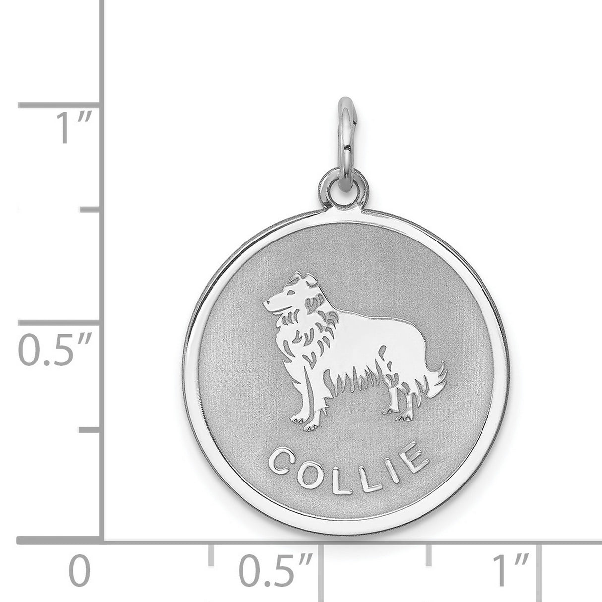 Sterling Silver Collie Dog Pendant with Breed Name, Silhouette Charm for Necklace or Bracelet