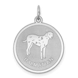 Sterling Silver Dalmatian Dog Pendant, Silhouette with Text, Pet Memorial Charm