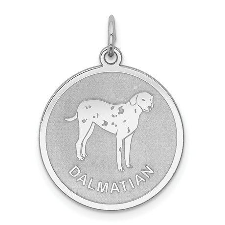 Sterling Silver Dalmatian Dog Pendant, Silhouette with Text, Pet Memorial Charm