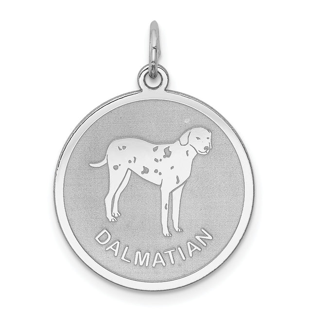 Sterling Silver Dalmatian Dog Pendant, Silhouette with Text, Pet Memorial Charm