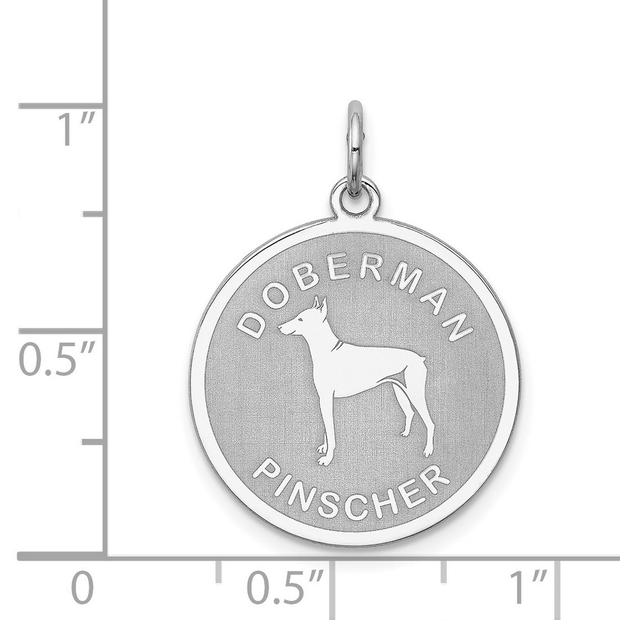 Sterling Silver Doberman Pendant with Etched Dog Silhouette, Unisex Pet Charm Jewelry