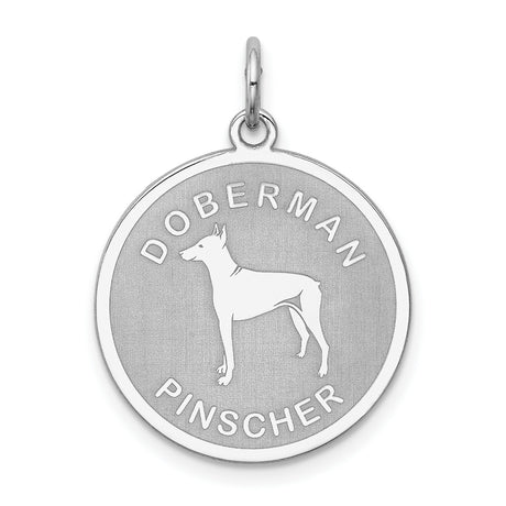 Sterling Silver Doberman Pendant with Etched Dog Silhouette, Unisex Pet Charm Jewelry