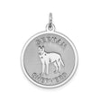 Sterling Silver German Shepherd Pendant with Dog Silhouette, Round Pet Medallion Charm
