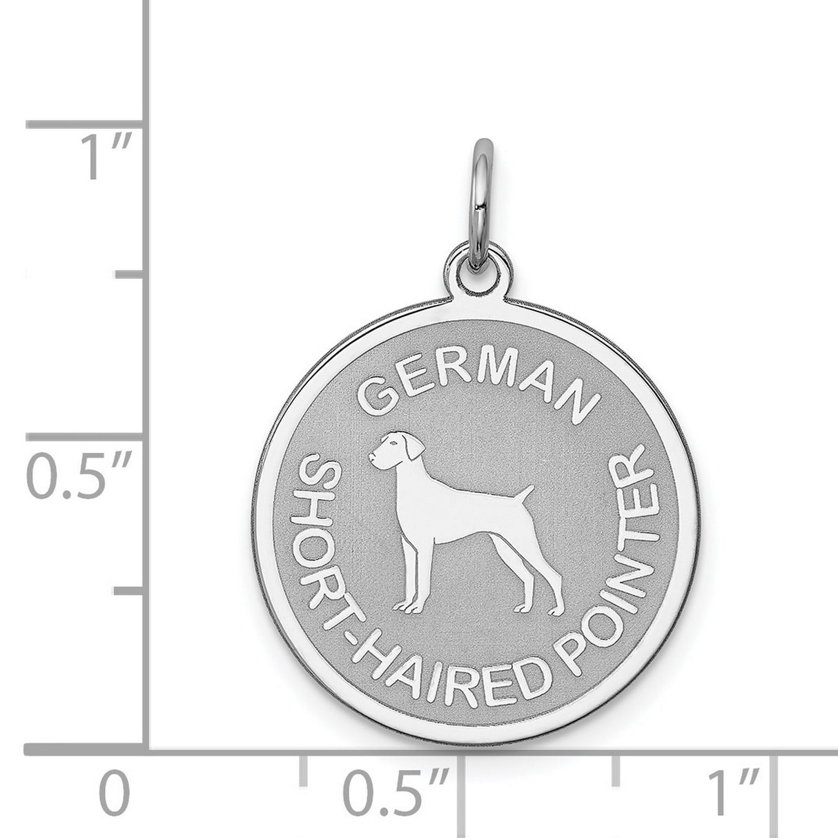 Sterling Silver Dog Pendant with German Shorthaired Pointer Silhouette and Etched Breed Name