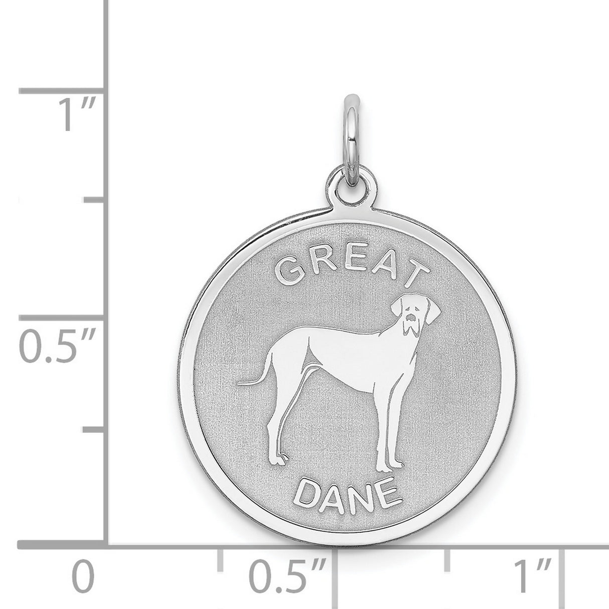 Sterling Silver Great Dane Pendant with Etched Silhouette and Text, Unisex Dog Charm