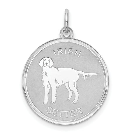 Sterling Silver Irish Setter Dog Pendant with Silhouette and Breed Text