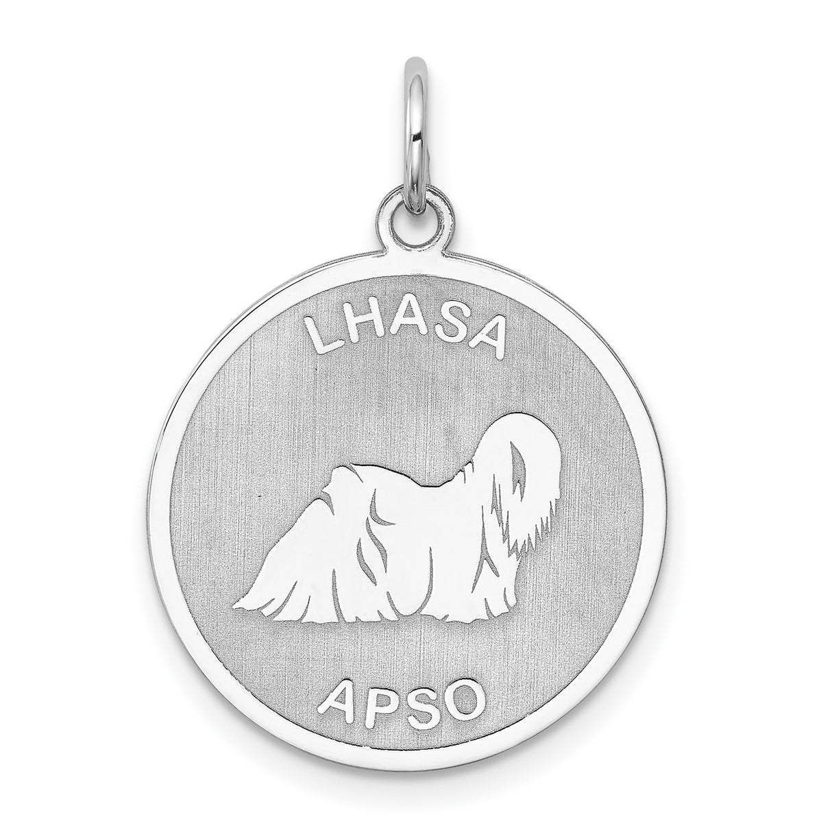 Sterling Silver Pendant with Lhasa Apso Silhouette and Name, Dog Lover Pet Memorial Charm