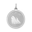 Sterling Silver Maltese Dog Pendant, Round Disc Charm, Pet Memorial Jewelry for Women or Unisex