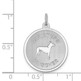 Sterling Silver Miniature Pinscher Pendant with Breed Name Engraving, Dog Silhouette Jewelry