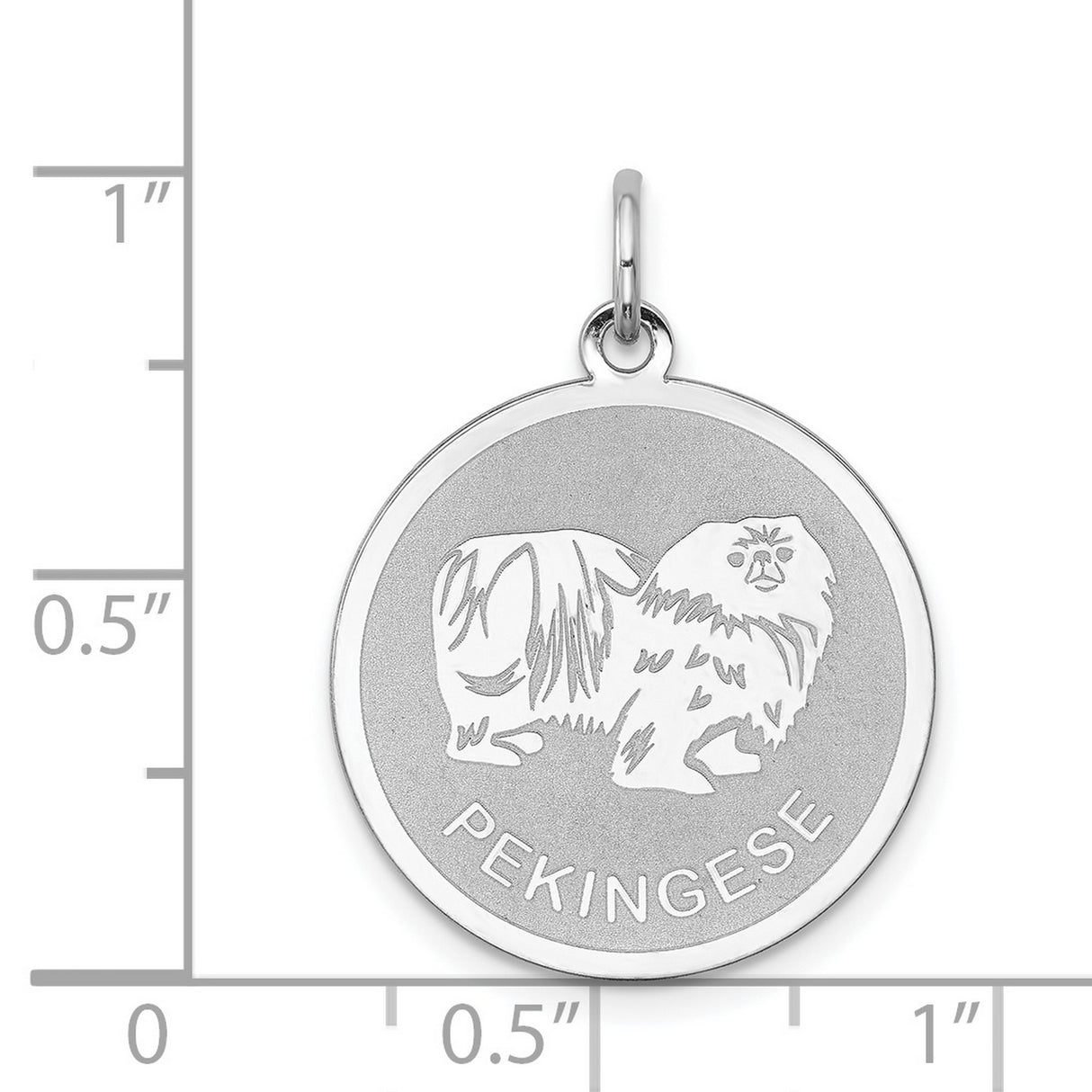 Sterling Silver Pendant with Etched Pekingese Dog Medallion, Pet Memorial Charm