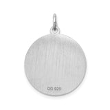 Sterling Silver Poodle Pendant, Round Disc Dog Charm with Canine Profile Design