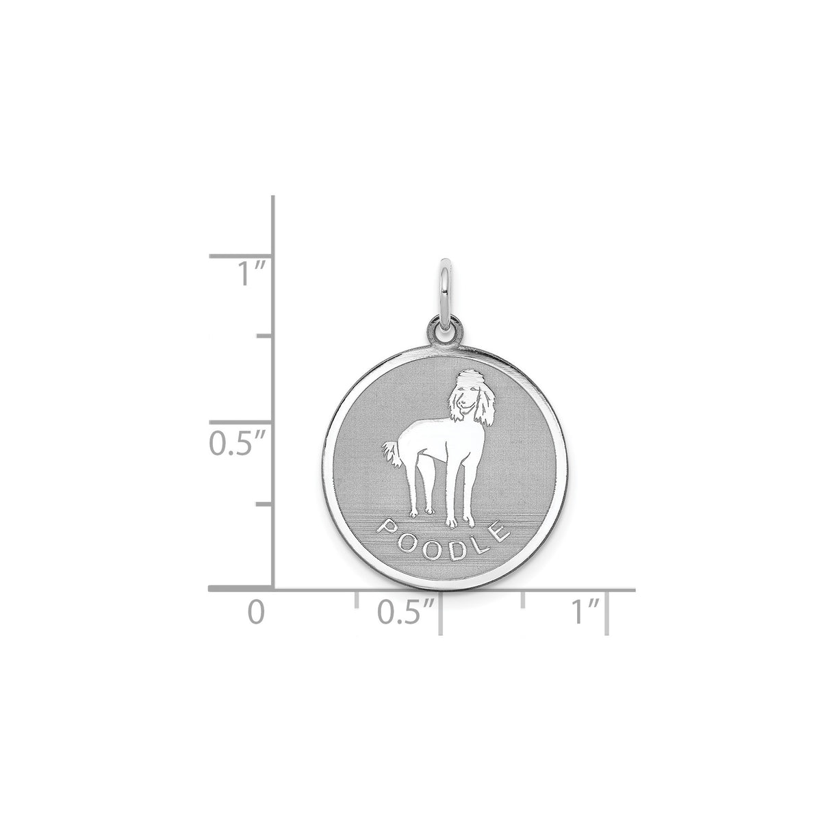 Sterling Silver Poodle Pendant, Round Disc Dog Charm with Canine Profile Design