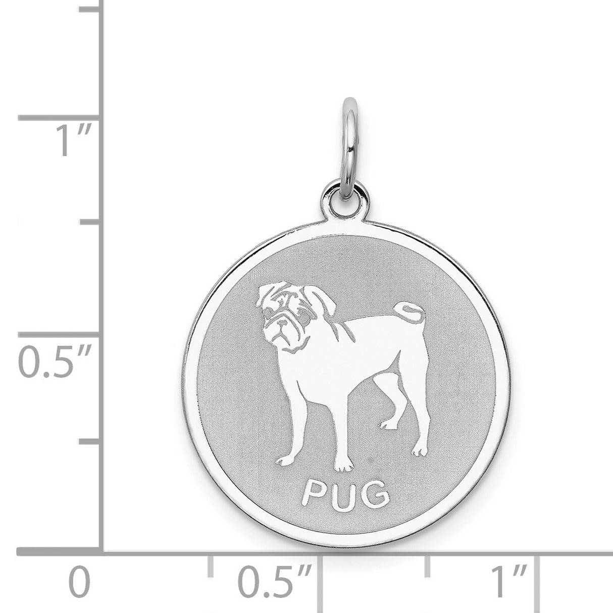 Sterling Silver Dog Pendant with Pug Round Disc Design, Unisex Pet Charm Accessory