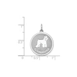 Sterling Silver Schnauzer Dog Pendant with Raised Silhouette and Name Memorial Charm