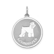 Sterling Silver Schnauzer Dog Pendant with Raised Silhouette and Name Memorial Charm