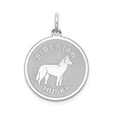 Sterling Silver Husky Pendant with Dog Silhouette, Siberian Husky Charm for Pet Lovers