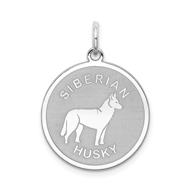 Sterling Silver Husky Pendant with Dog Silhouette, Siberian Husky Charm for Pet Lovers