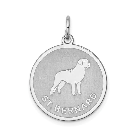 Sterling Silver St. Bernard Pendant, Dog Medallion with Loyal Canine Image, Unisex Pet Lovers Jewelry