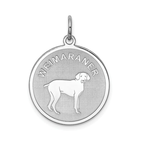 Sterling Silver Weimaraner Dog Pendant, Breed Name Charm, Pet Tribute Jewelry
