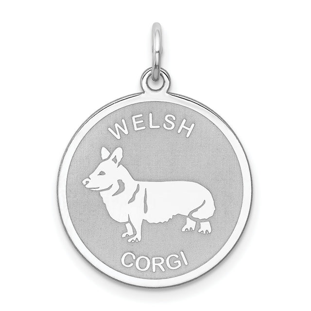 Sterling Silver Corgi Pendant with Cutout Silhouette, Dog Lover Jewelry for Women or Men