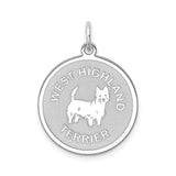 Sterling Silver West Highland Terrier Pendant with Dog Silhouette Memorial Charm