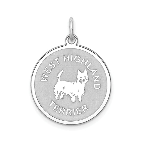 Sterling Silver West Highland Terrier Pendant with Dog Silhouette Memorial Charm
