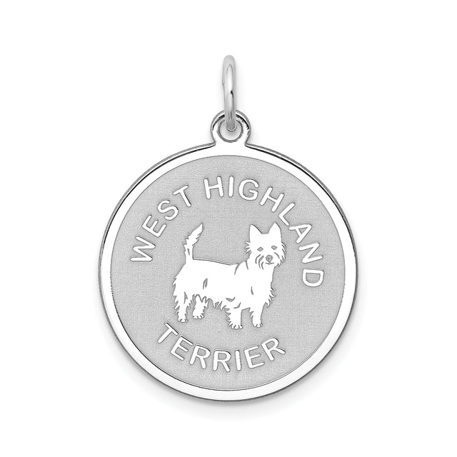 Sterling Silver West Highland Terrier Pendant with Dog Silhouette Memorial Charm
