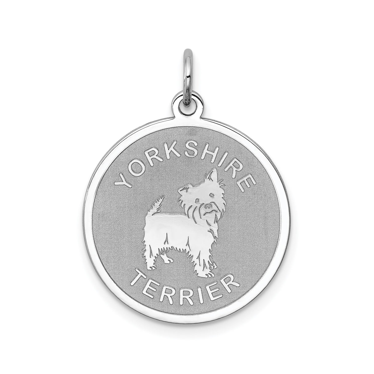 Sterling Silver Dog Pendant, Yorkshire Terrier Design with Bold Lettering, Unisex Pet Jewelry