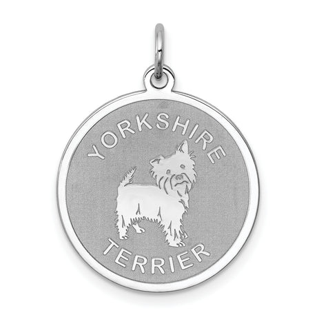 Sterling Silver Dog Pendant, Yorkshire Terrier Design with Bold Lettering, Unisex Pet Jewelry
