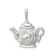 Sterling Silver Teapot Pendant with Sculpted Face, Whimsical Tea Charm for Women