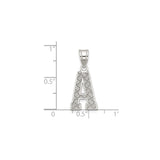 Sterling Silver Pendant, Initial A with Diagonal Textured Design, Minimalist Letter Jewelry