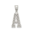 Sterling Silver Pendant, Initial A with Diagonal Textured Design, Minimalist Letter Jewelry
