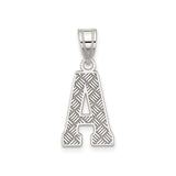 Sterling Silver Pendant, Initial A with Diagonal Textured Design, Minimalist Letter Jewelry