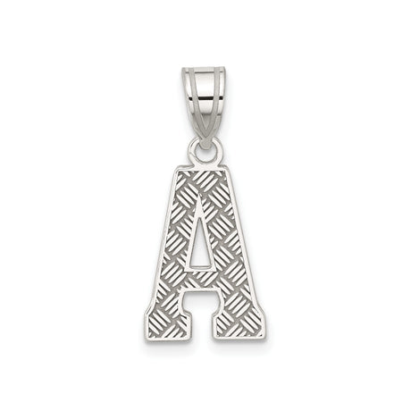 Sterling Silver Pendant, Initial A with Diagonal Textured Design, Minimalist Letter Jewelry