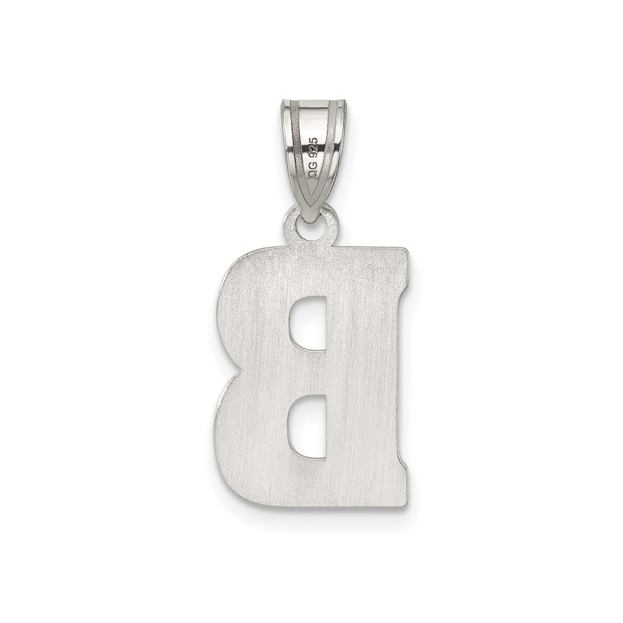 Sterling Silver Initial B Pendant with Diamond Cut Texture, Bold Letter Charm, Unisex Accessory