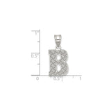 Sterling Silver Initial B Pendant with Diamond Cut Texture, Bold Letter Charm, Unisex Accessory