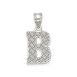 Sterling Silver Initial B Pendant with Diamond Cut Texture, Bold Letter Charm, Unisex Accessory