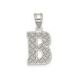 Sterling Silver Initial B Pendant with Diamond Cut Texture, Bold Letter Charm, Unisex Accessory