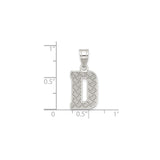 Sterling Silver Pendant with Letter D, Diamond Texture, Industrial Rugged Style