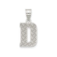 Sterling Silver Pendant with Letter D, Diamond Texture, Industrial Rugged Style