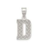 Sterling Silver Pendant with Letter D, Diamond Texture, Industrial Rugged Style