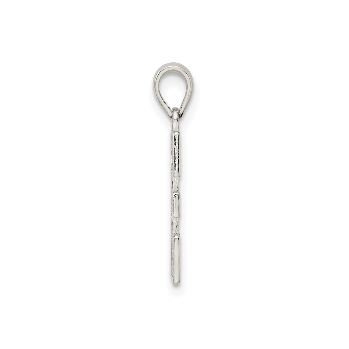 Sterling Silver Letter E Pendant with Textured Pattern, Unisex Alphabet Charm