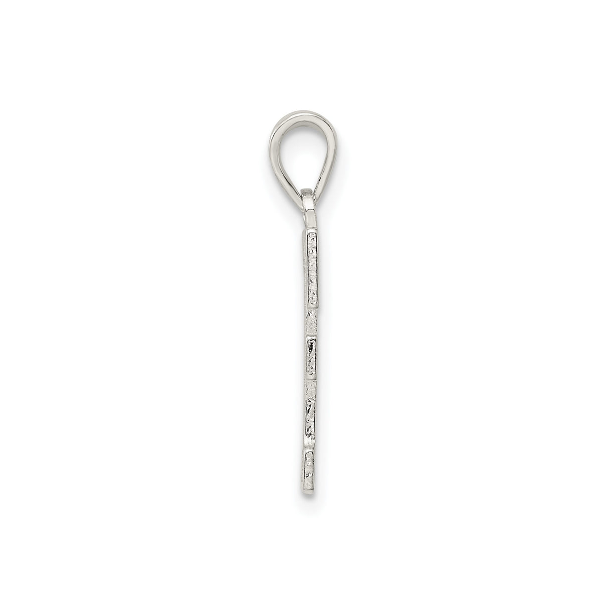 Sterling Silver Letter F Pendant, Textured Alphabet Charm, Minimalist Unisex Jewelry
