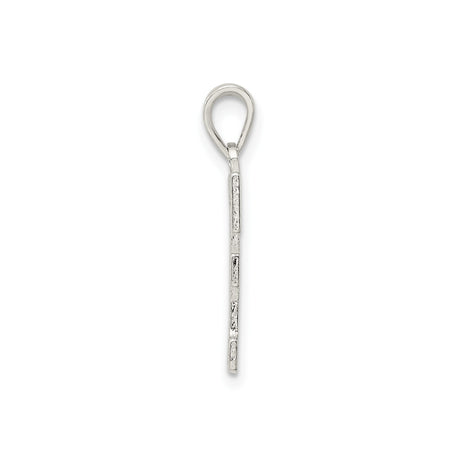 Sterling Silver Letter F Pendant, Textured Alphabet Charm, Minimalist Unisex Jewelry