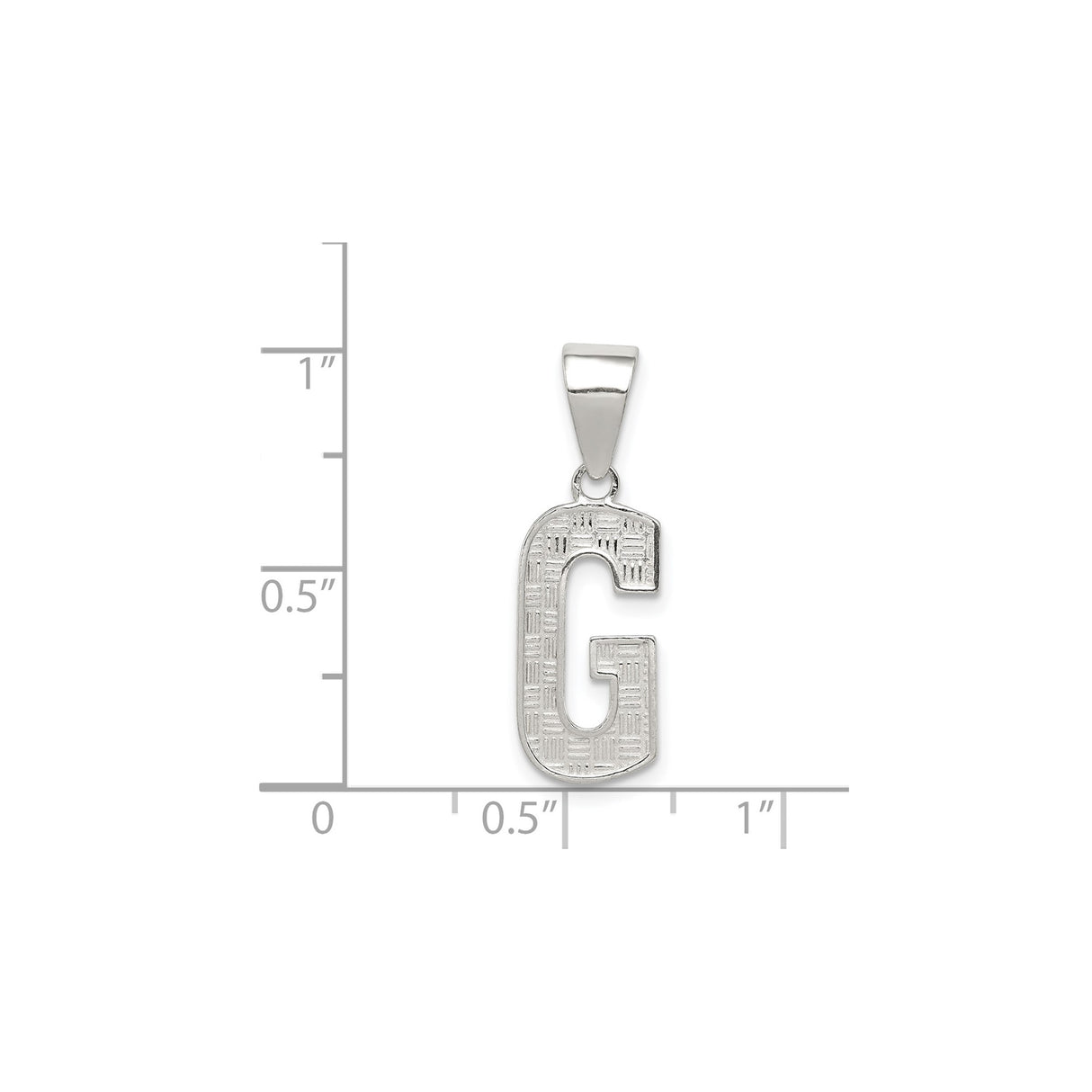 Sterling Silver Pendant, Textured Letter G Alphabet Charm, Unisex Initial Jewelry