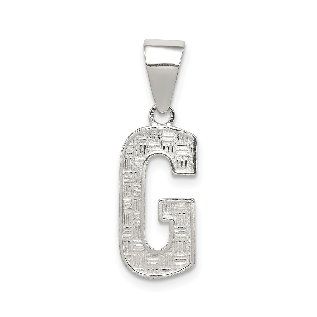 Sterling Silver Pendant, Textured Letter G Alphabet Charm, Unisex Initial Jewelry