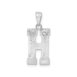 Sterling Silver H Pendant, Geometric Letter Charm with Textured Design, Unisex Initial Jewelry