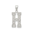 Sterling Silver H Pendant, Geometric Letter Charm with Textured Design, Unisex Initial Jewelry